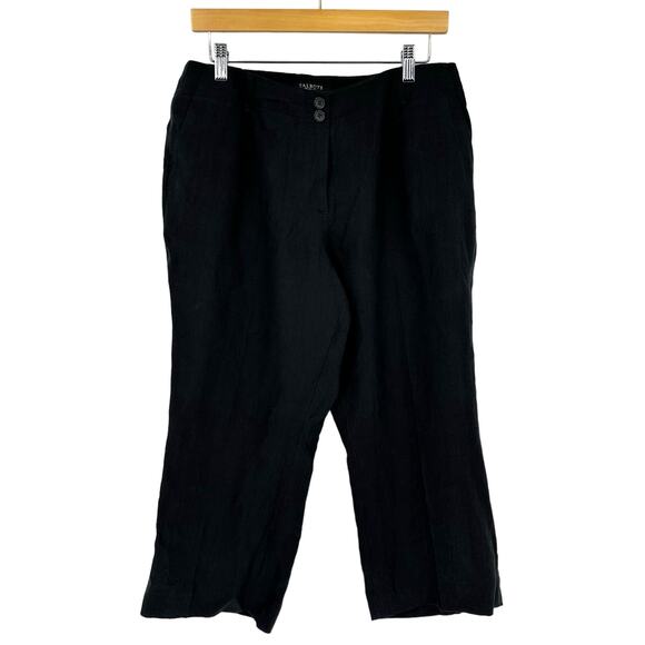 Talbots Heritage Pants Linen Petite Black Elastic Capri Pockets - Picture 1 of 13